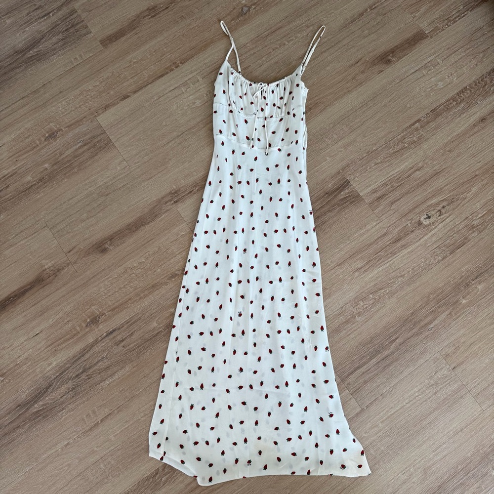 Realisation Par White Maxi Dress with Red Dot Print - Picture 1 of 5